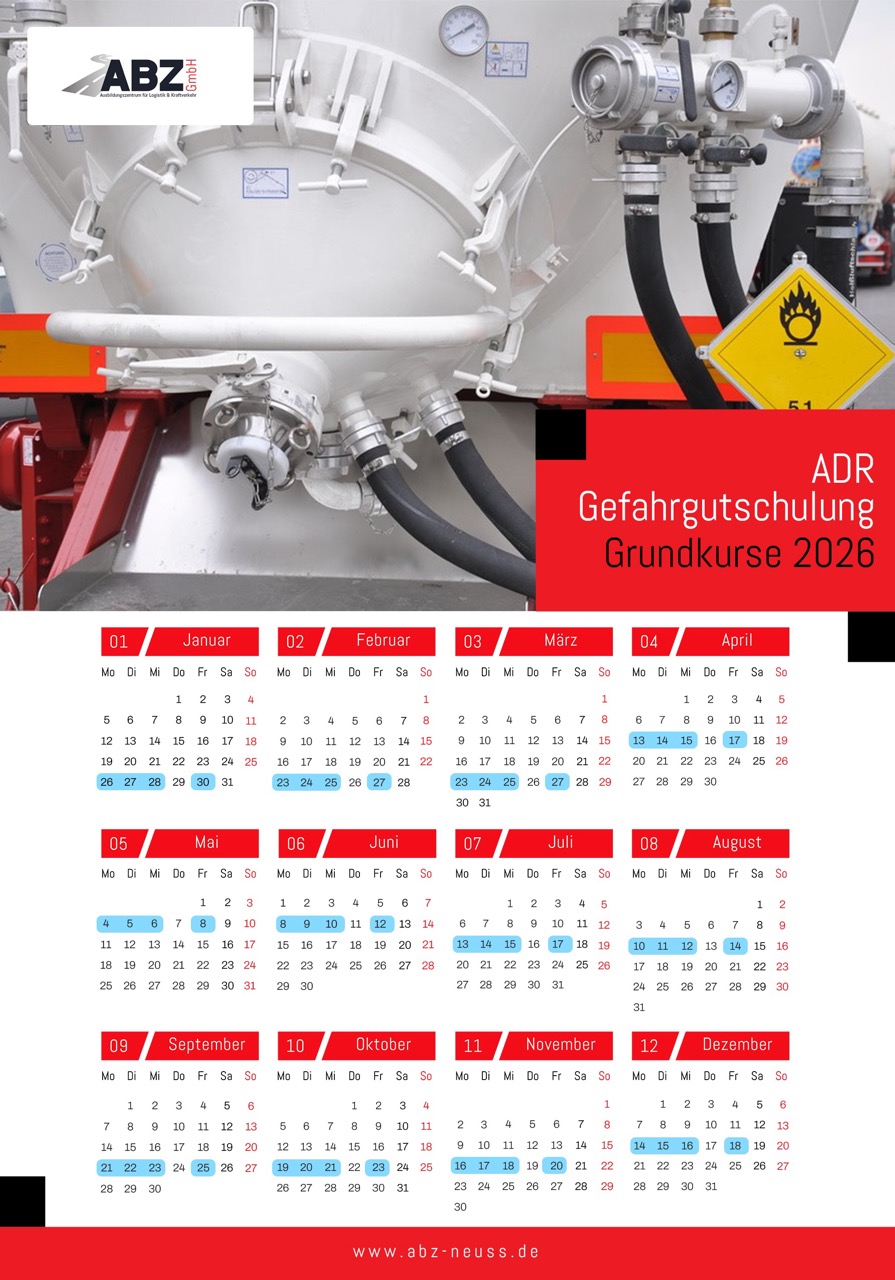 Terminkalender für ADR Basiskurs bei der ABZ GmbH