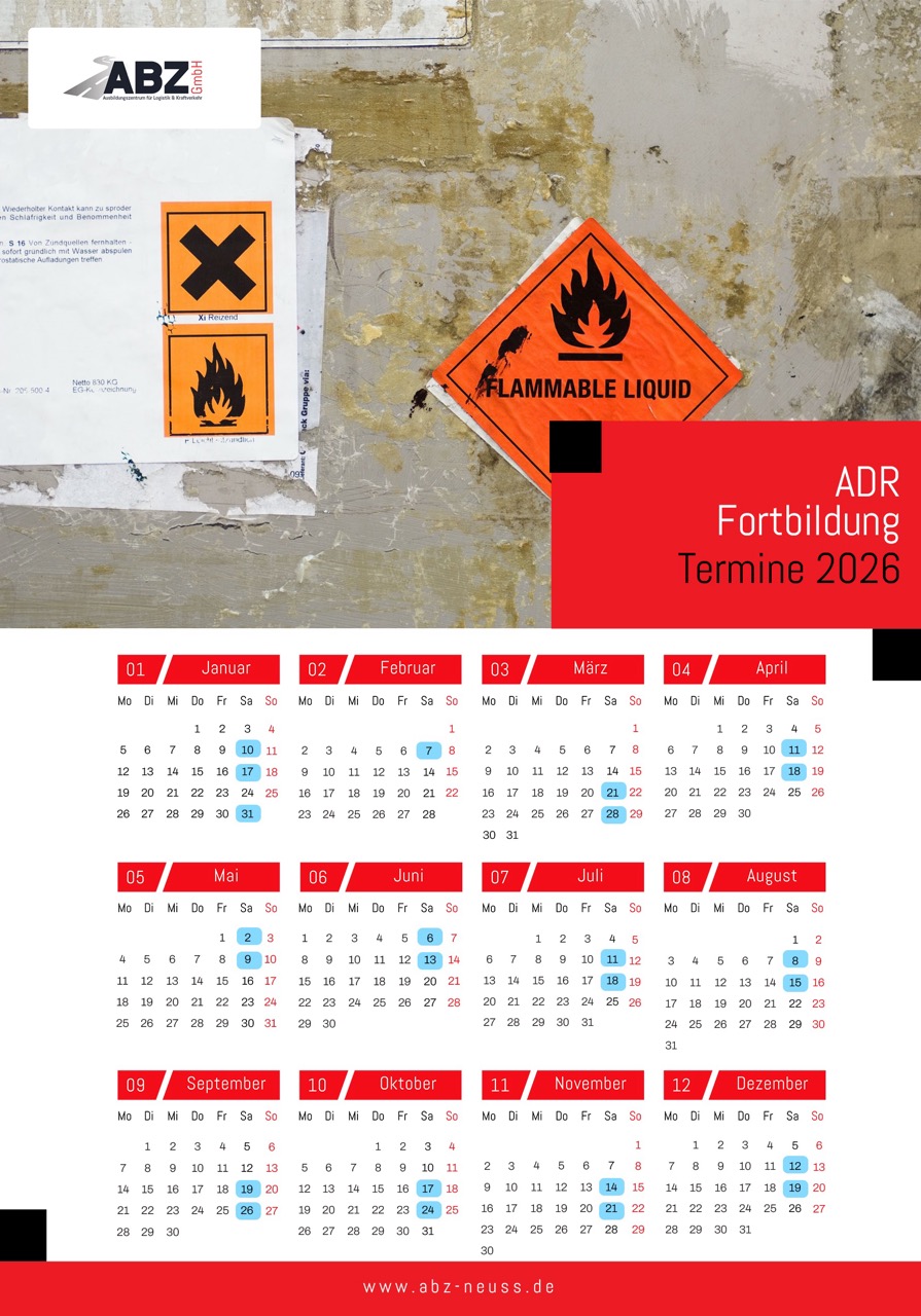 Terminkalender für ADR Fortbildung bei der ABZ GmbH