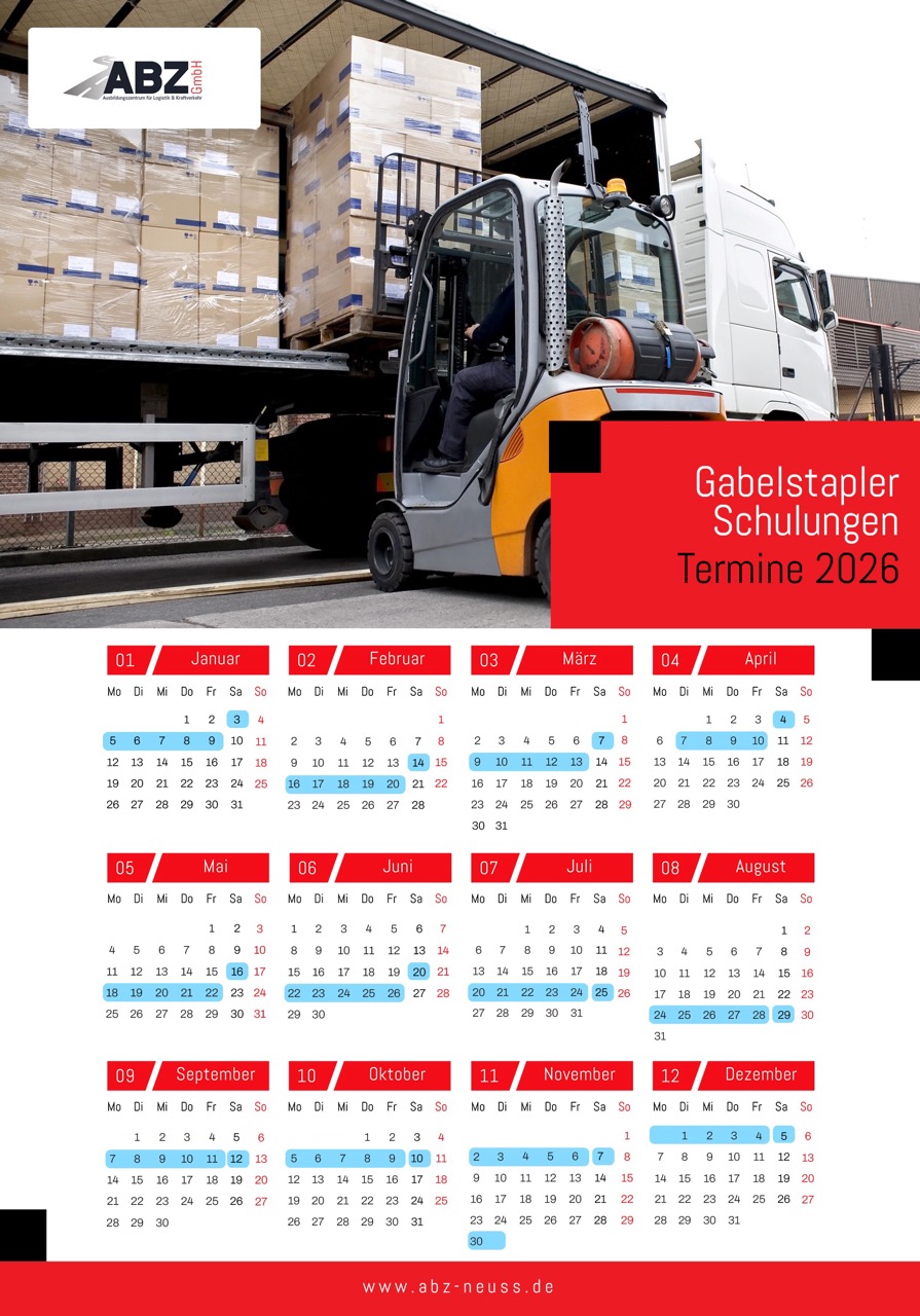 Terminkalender für Gabelstaplerschulungen Tank bei der ABZ GmbH