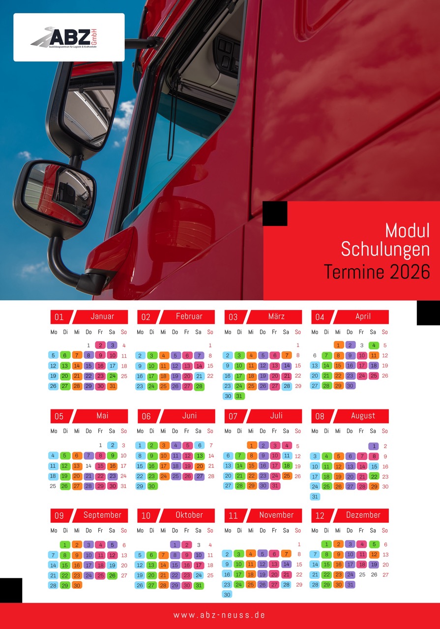 Terminkalender für Modulschulungen bei der ABZ GmbH