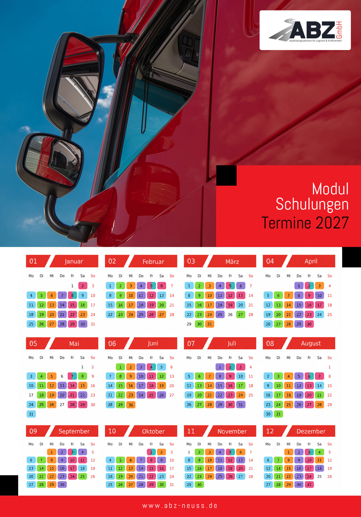 Terminkalender für Modulschulungen bei der ABZ GmbH